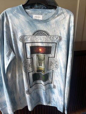 Ovadia & Sons Light Blue Tie-Dye Graphic Long Sleeve Tee